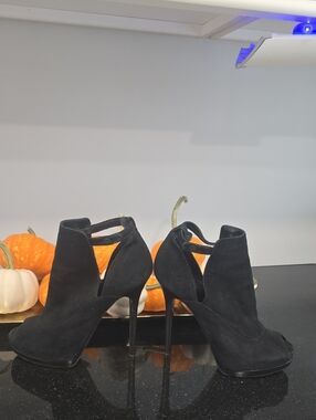 Fendi Black Suede High-Heel Cutout Booties